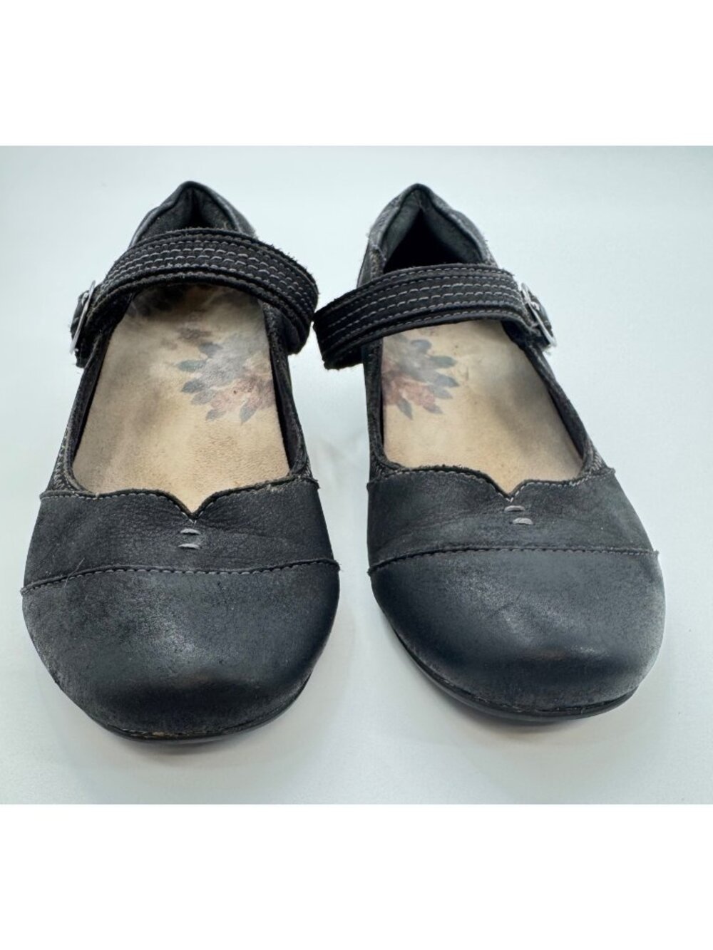 Taos Black Leather Virtue Mary Jane Shoes Womens Size 7 US / 38 EU With Adjustab - Picture 2 of 11